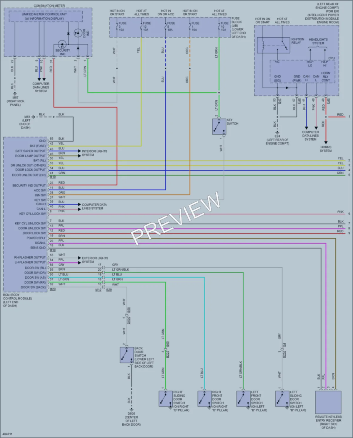 2014 Nissan NV200 Power Door Locks wiring diagram preview