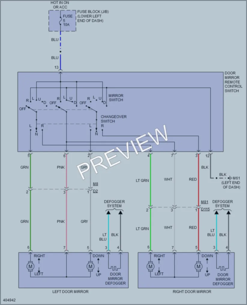 2014 Nissan NV200 Power Mirrors wiring diagram preview