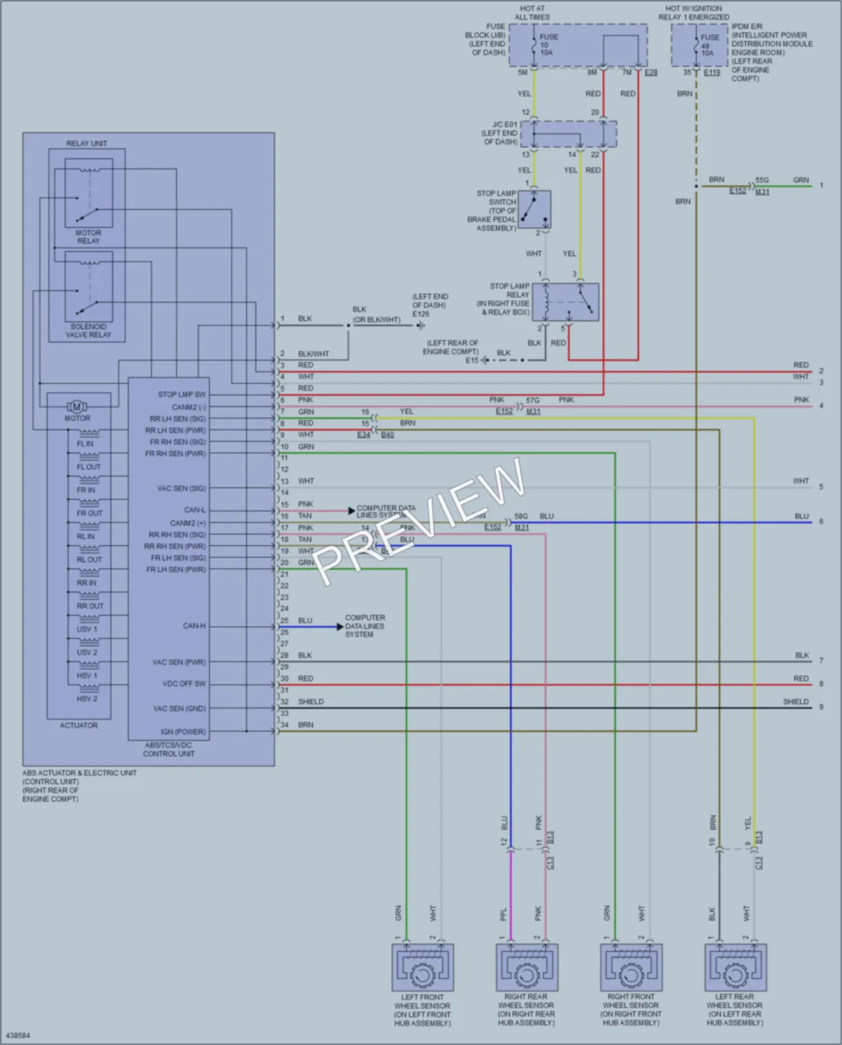 2014 Nissan Pathfinder Anti Lock Brakes wiring diagram preview
