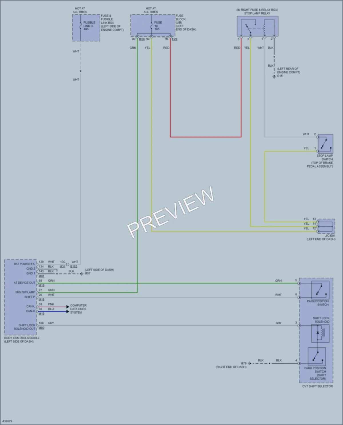 2014 Nissan Pathfinder Shift Interlock wiring diagram preview