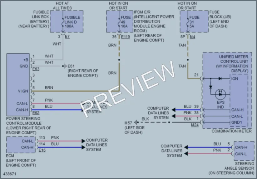 2014 Nissan PathfinderHybrid Electronic Power Steering wiring diagram preview