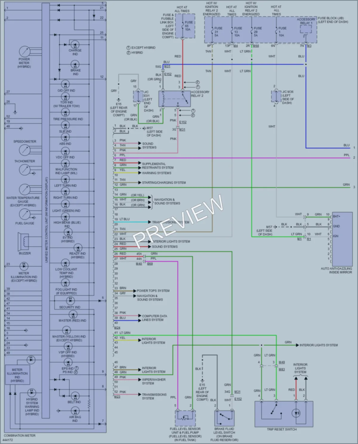 2014 Nissan PathfinderHybrid Instrument Cluster wiring diagram preview