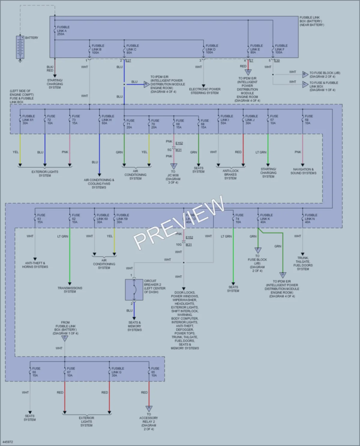 2014 Nissan PathfinderHybrid Power Distribution wiring diagram preview