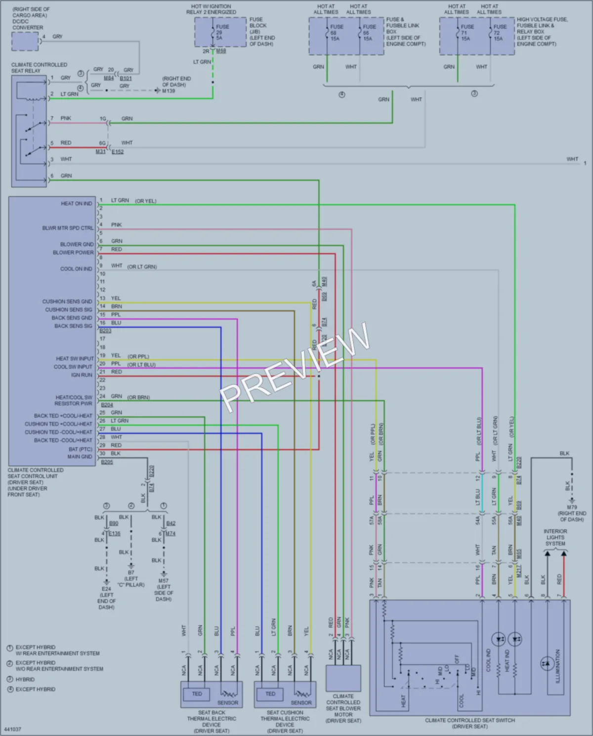 2014 Nissan PathfinderHybrid Power Seats wiring diagram preview