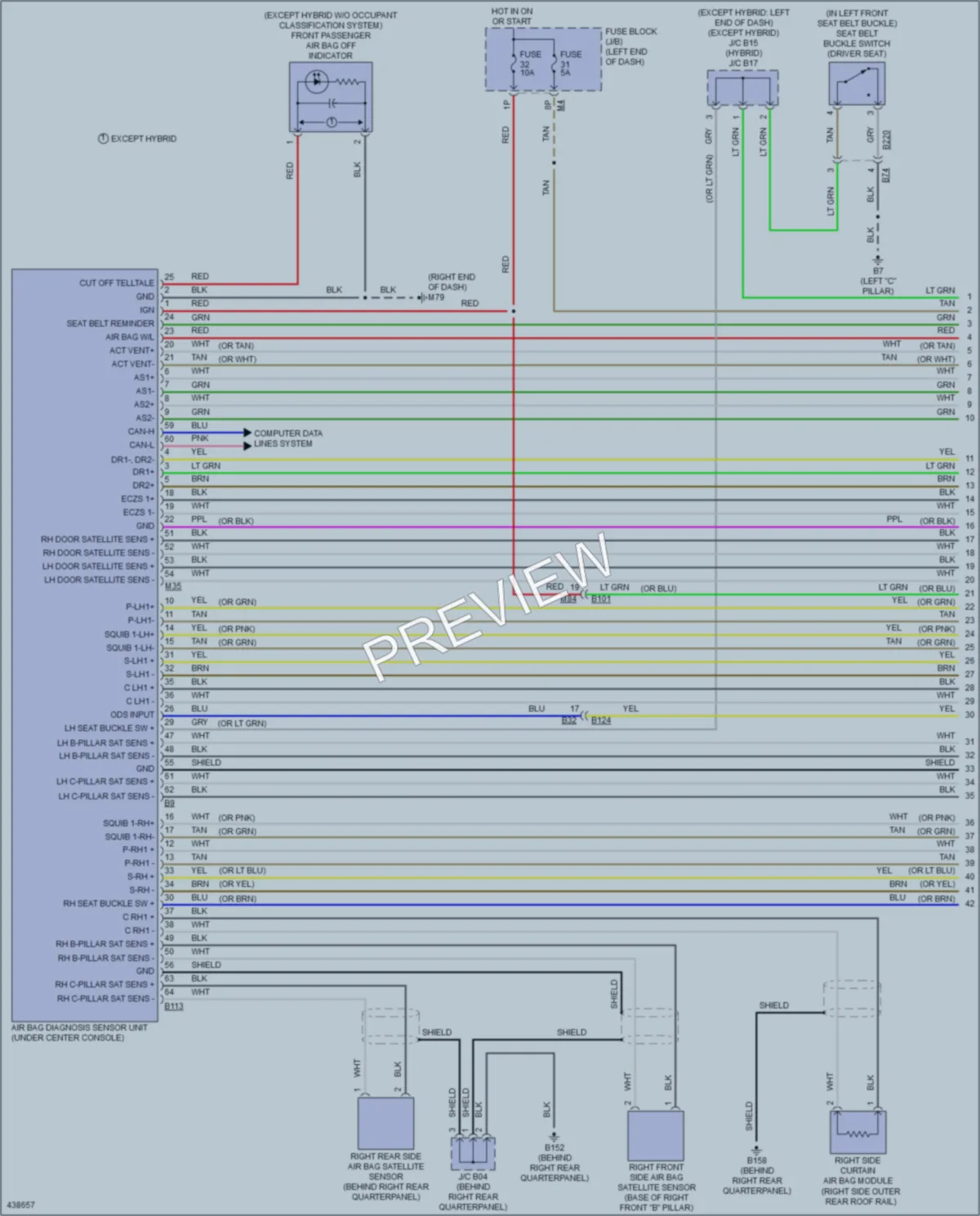 2014 Nissan PathfinderHybrid Supplemental Restraints wiring diagram preview