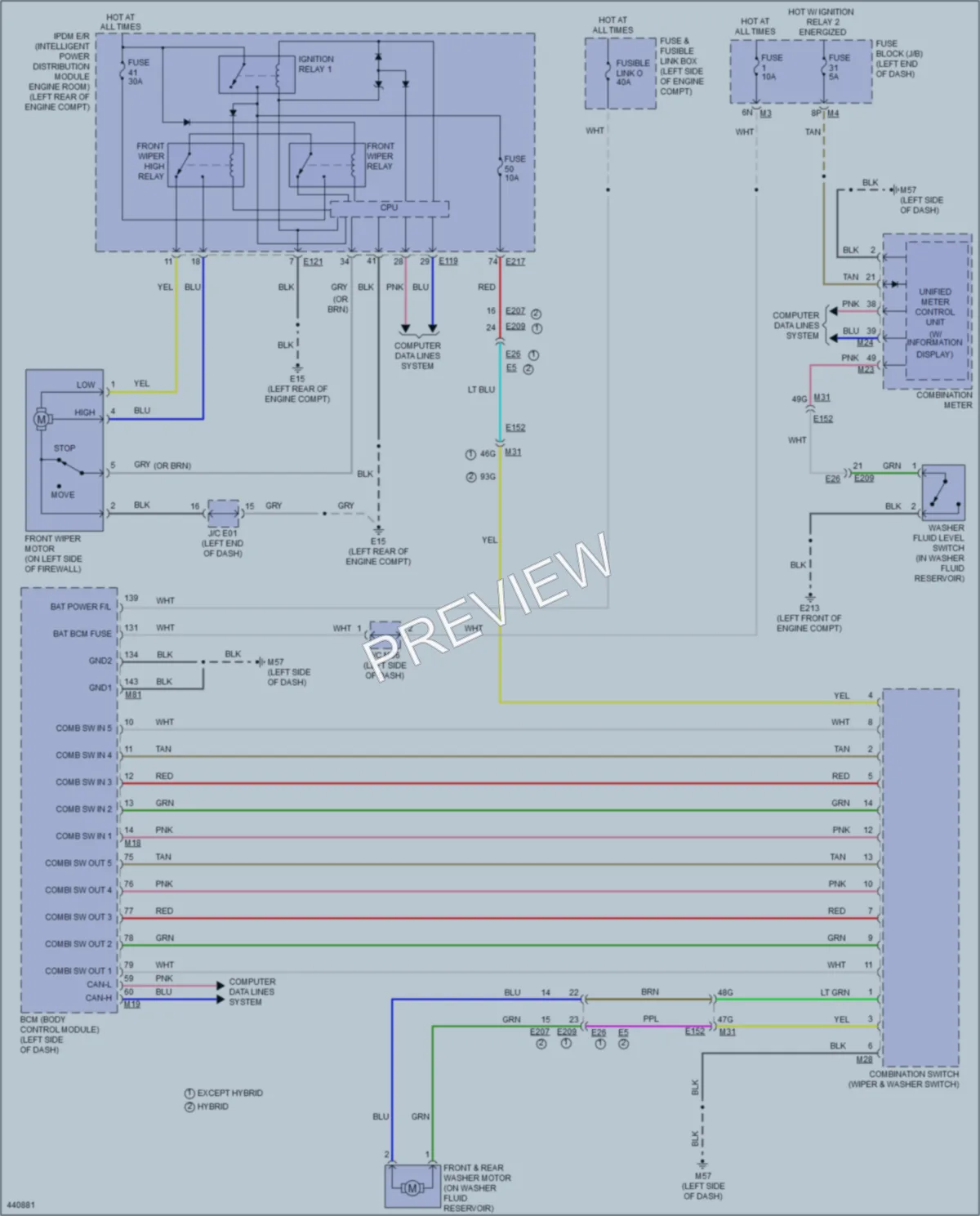 2014 Nissan PathfinderHybrid Wiper Washer wiring diagram preview