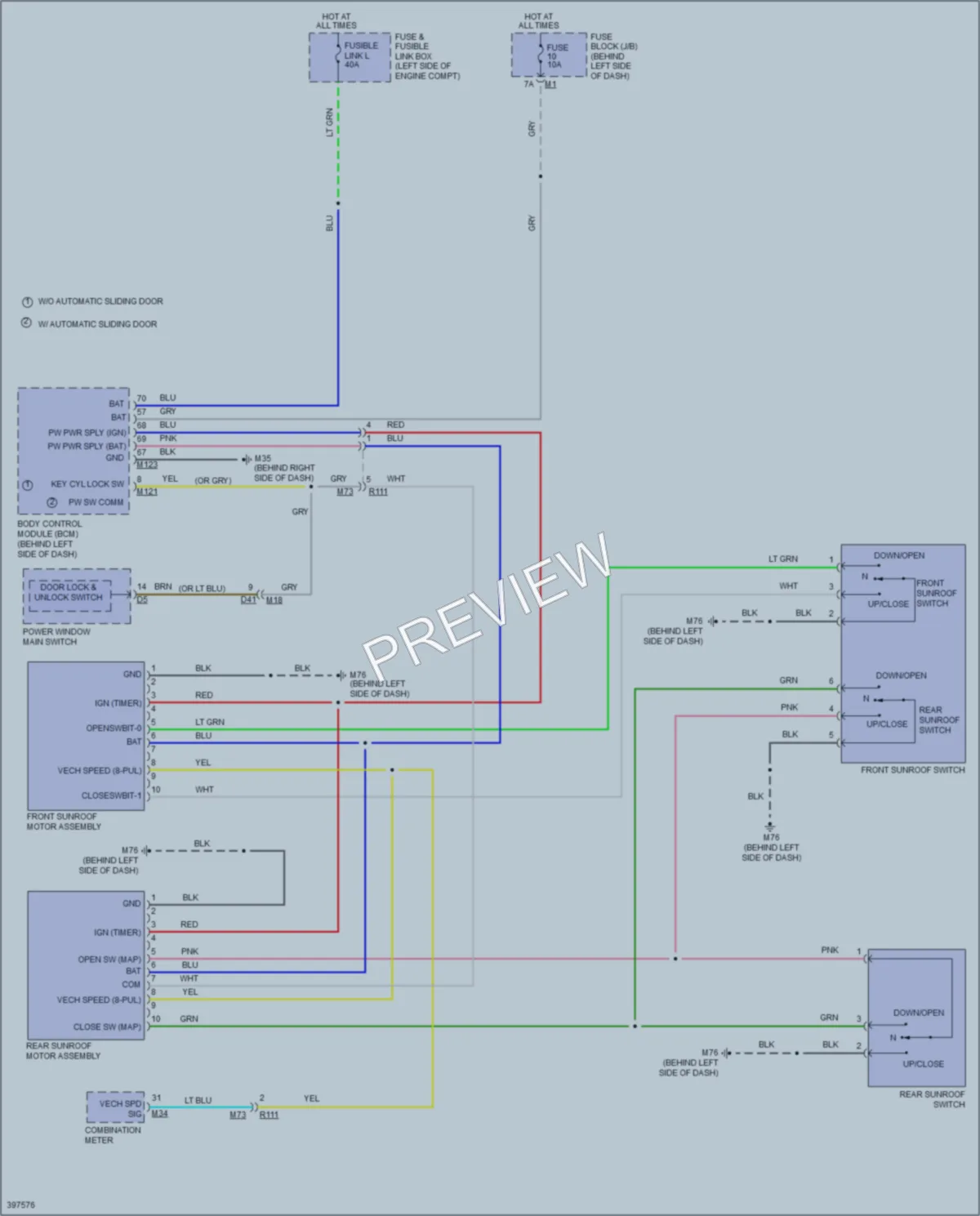 2014 Nissan Quest Power Top Sunroof wiring diagram preview