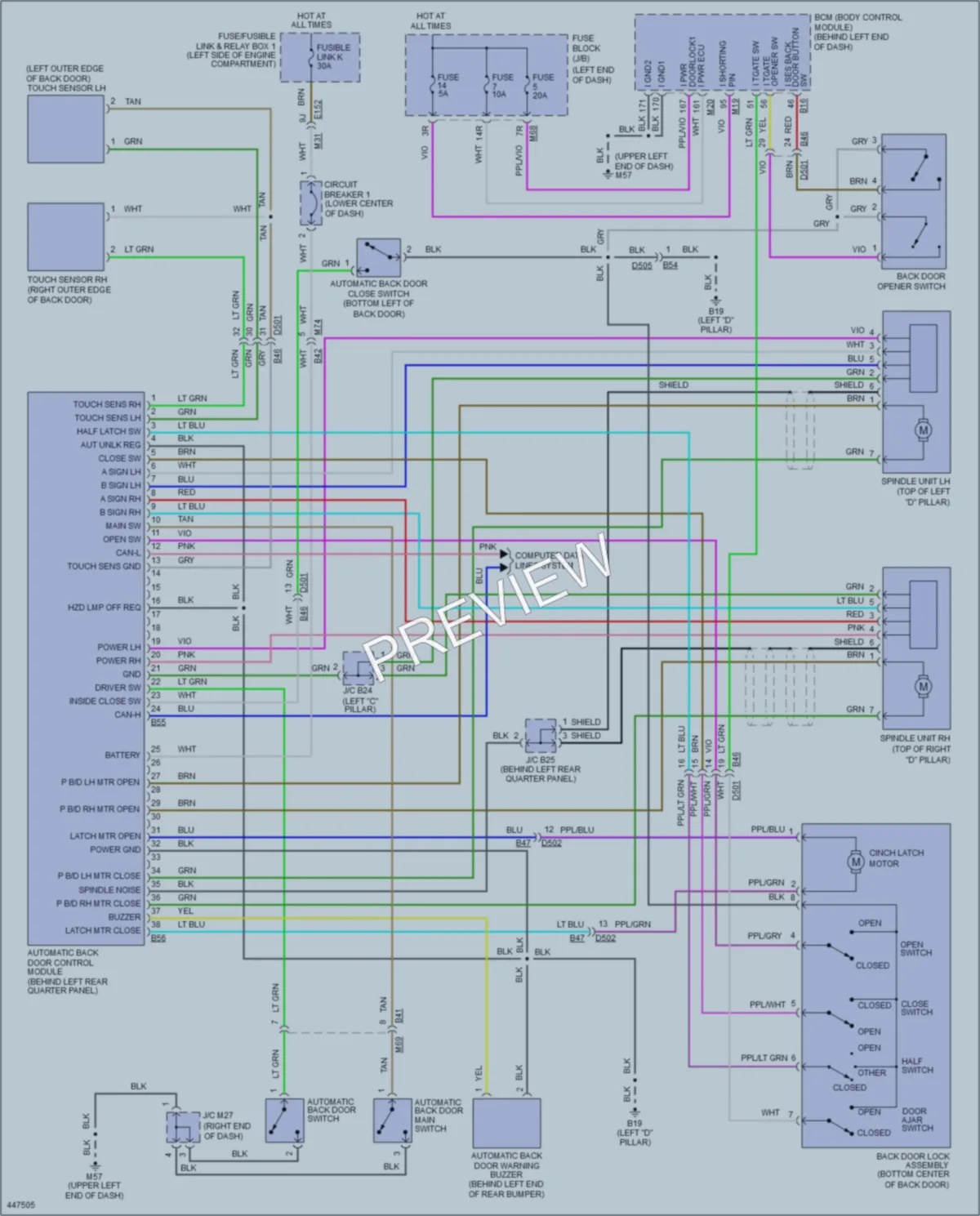 2014 Nissan Rogue Trunk Tailgate Fuel Door wiring diagram preview