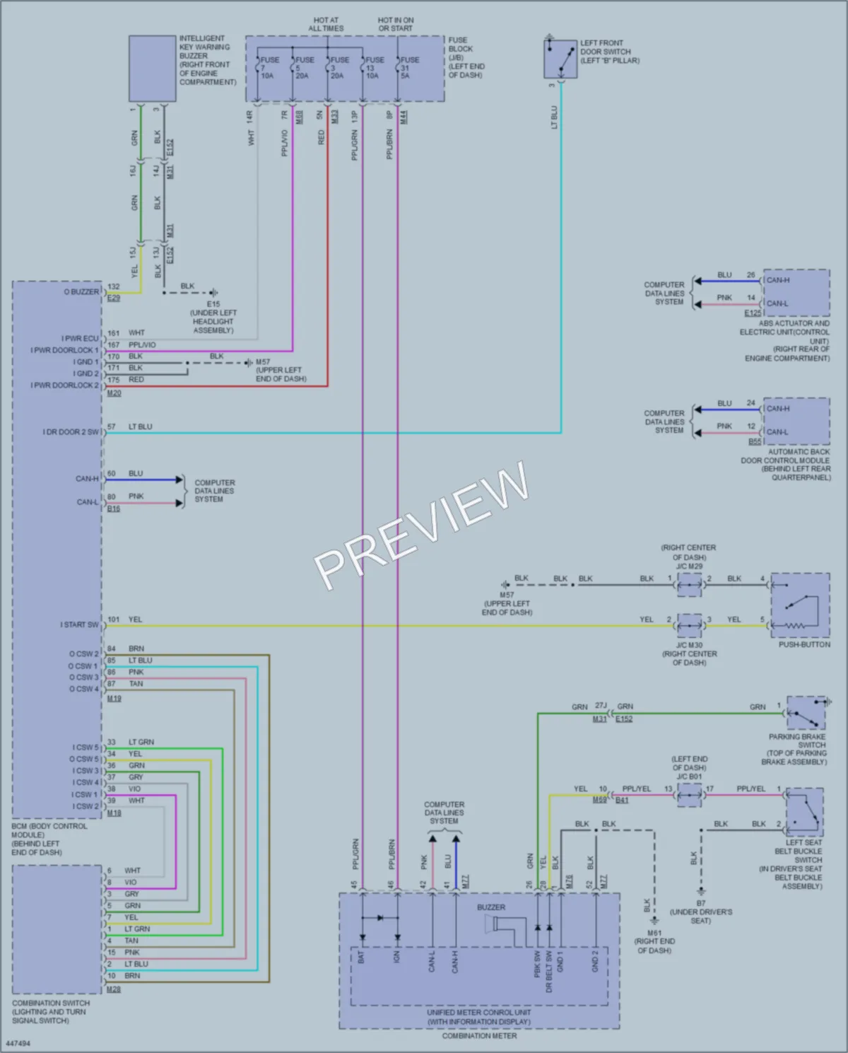 2014 Nissan Rogue Warning Systems wiring diagram preview