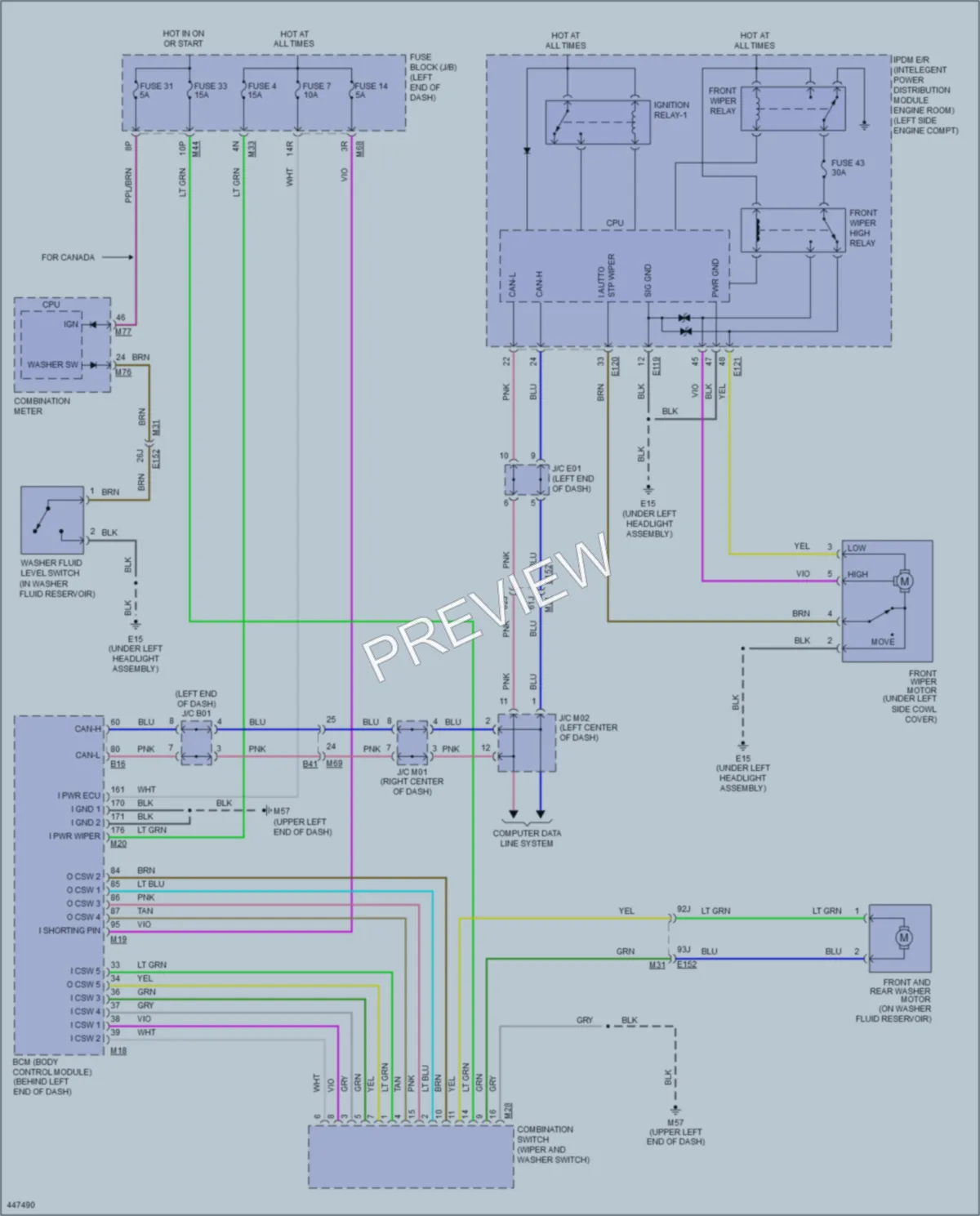 2014 Nissan Rogue Wiper Washer wiring diagram preview