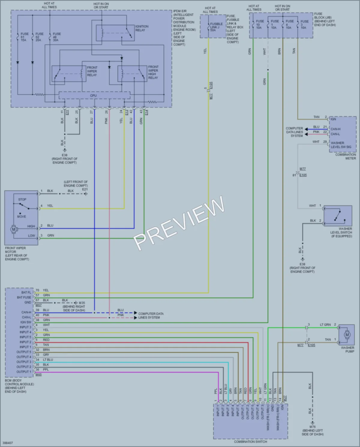 2014 Nissan RogueSelect Wiper Washer wiring diagram preview