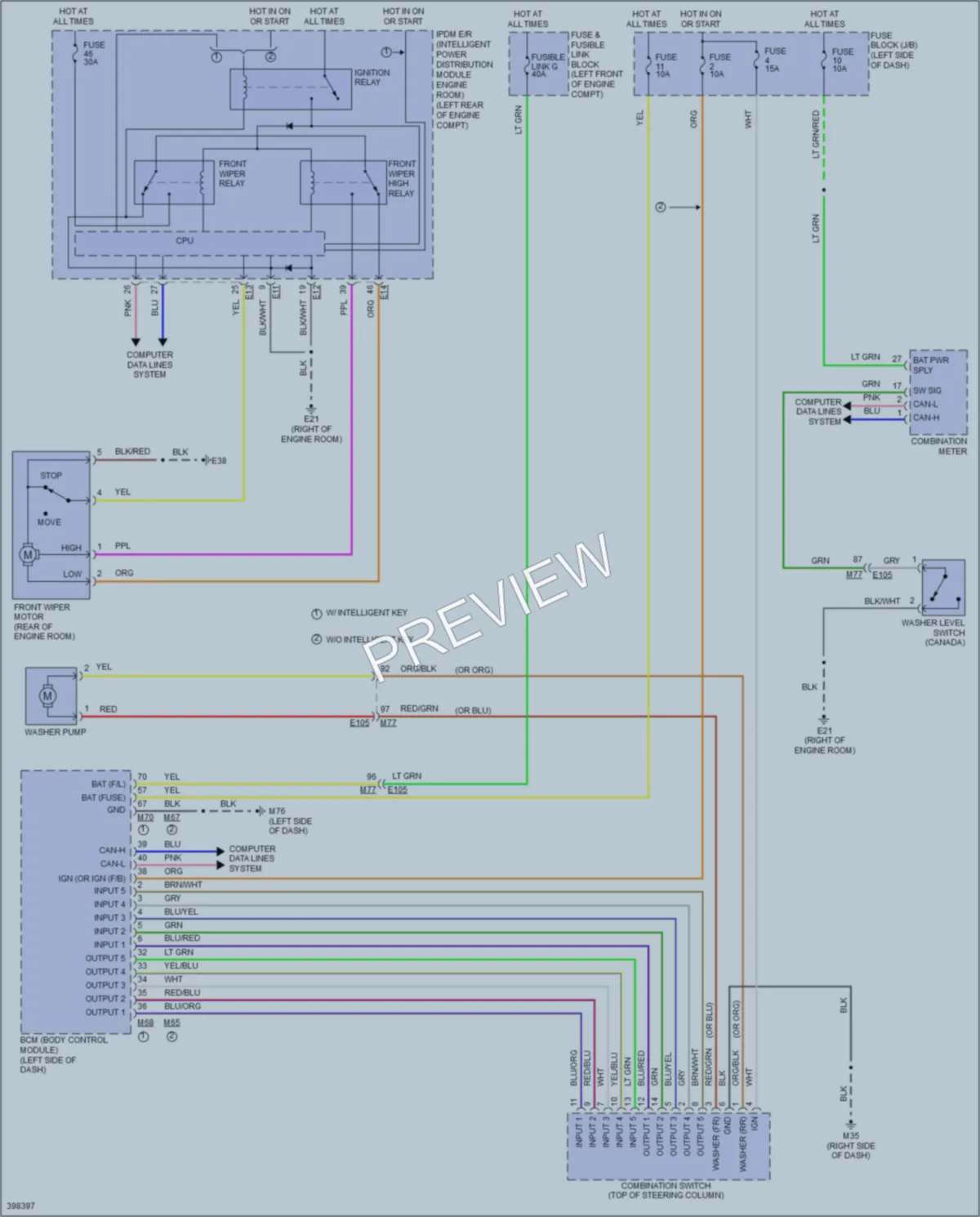 2014 Nissan cube Wiper Washer wiring diagram preview
