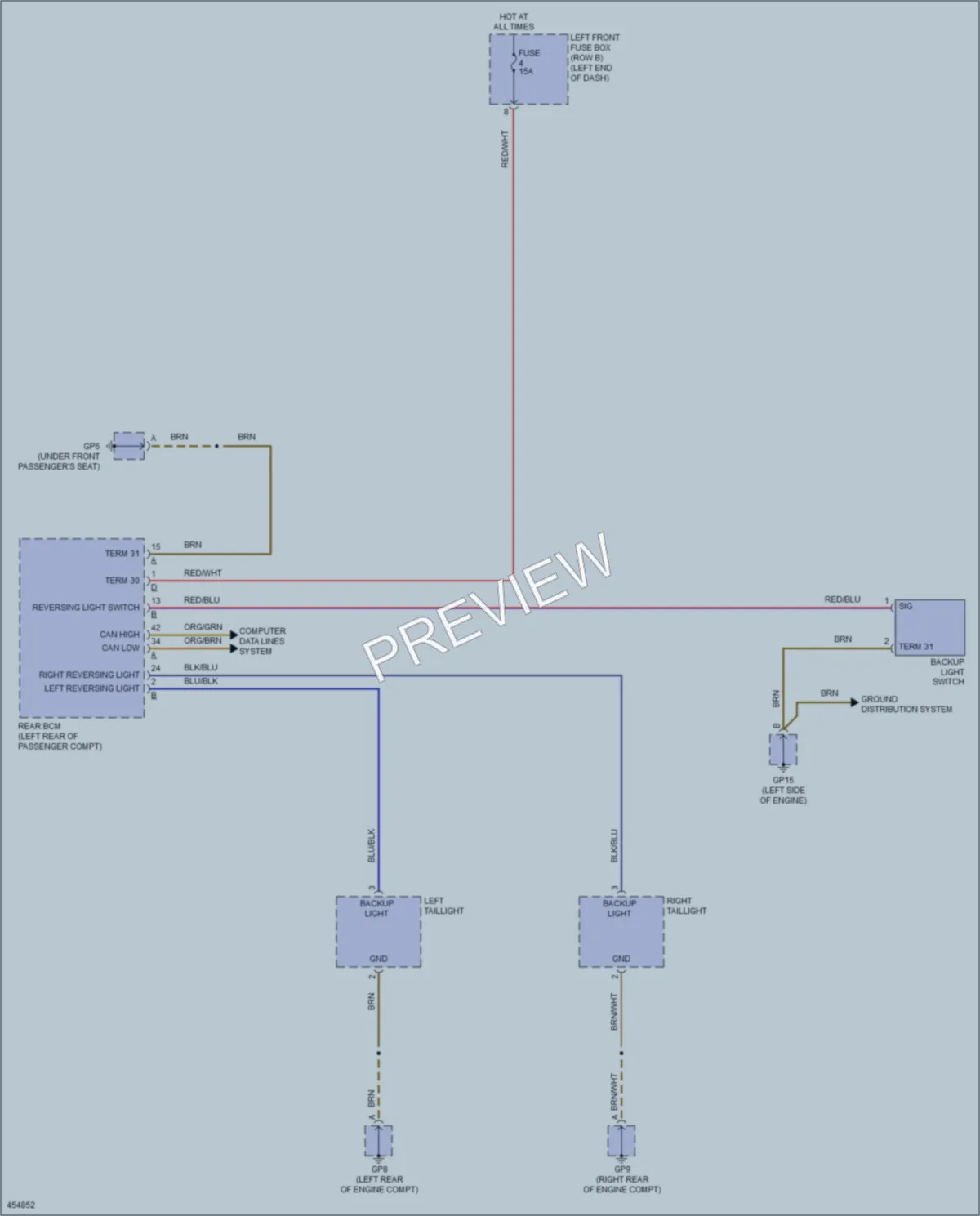 2014 Porsche 911 Exterior Lights wiring diagram preview