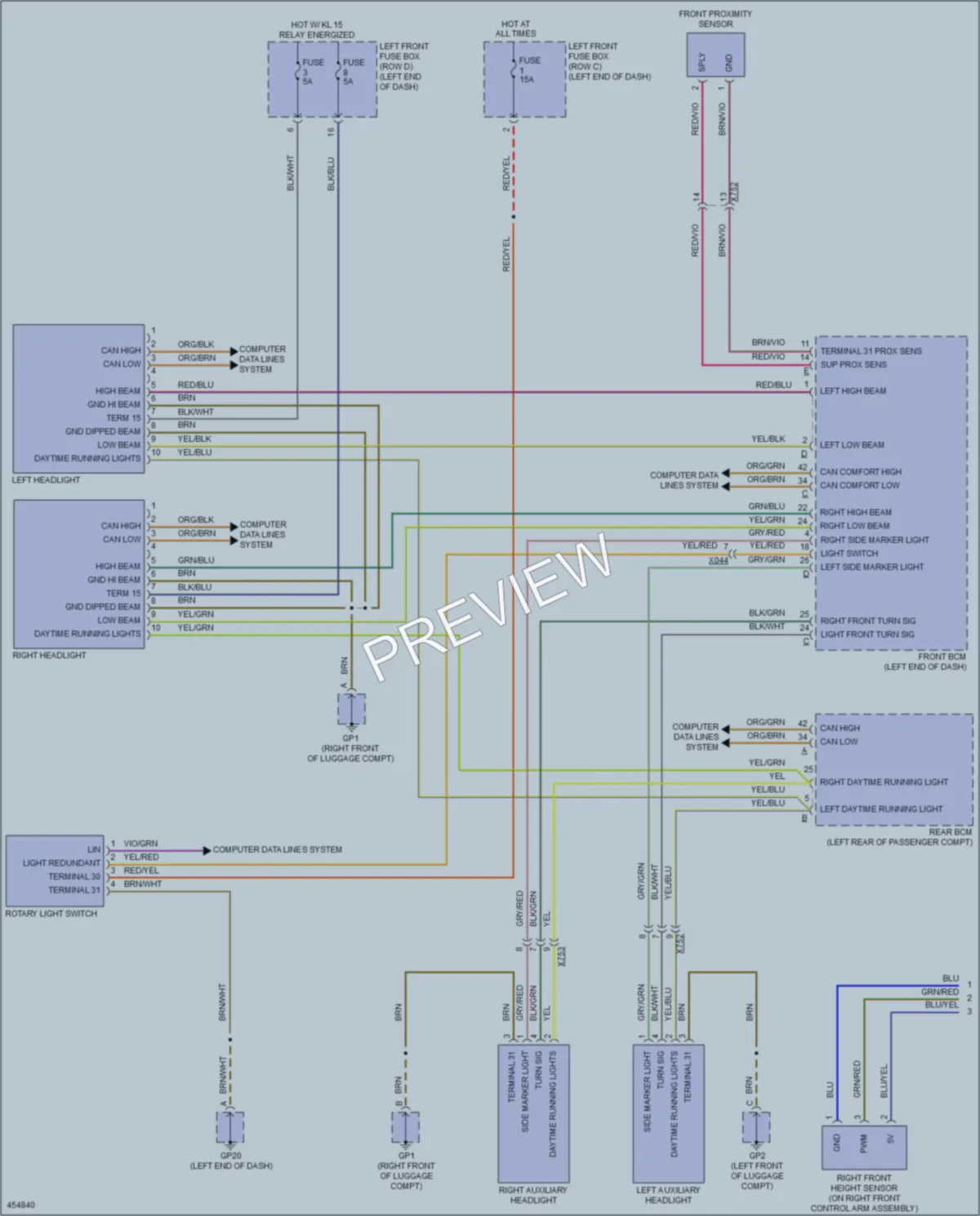 2014 Porsche 911 Headlights wiring diagram preview