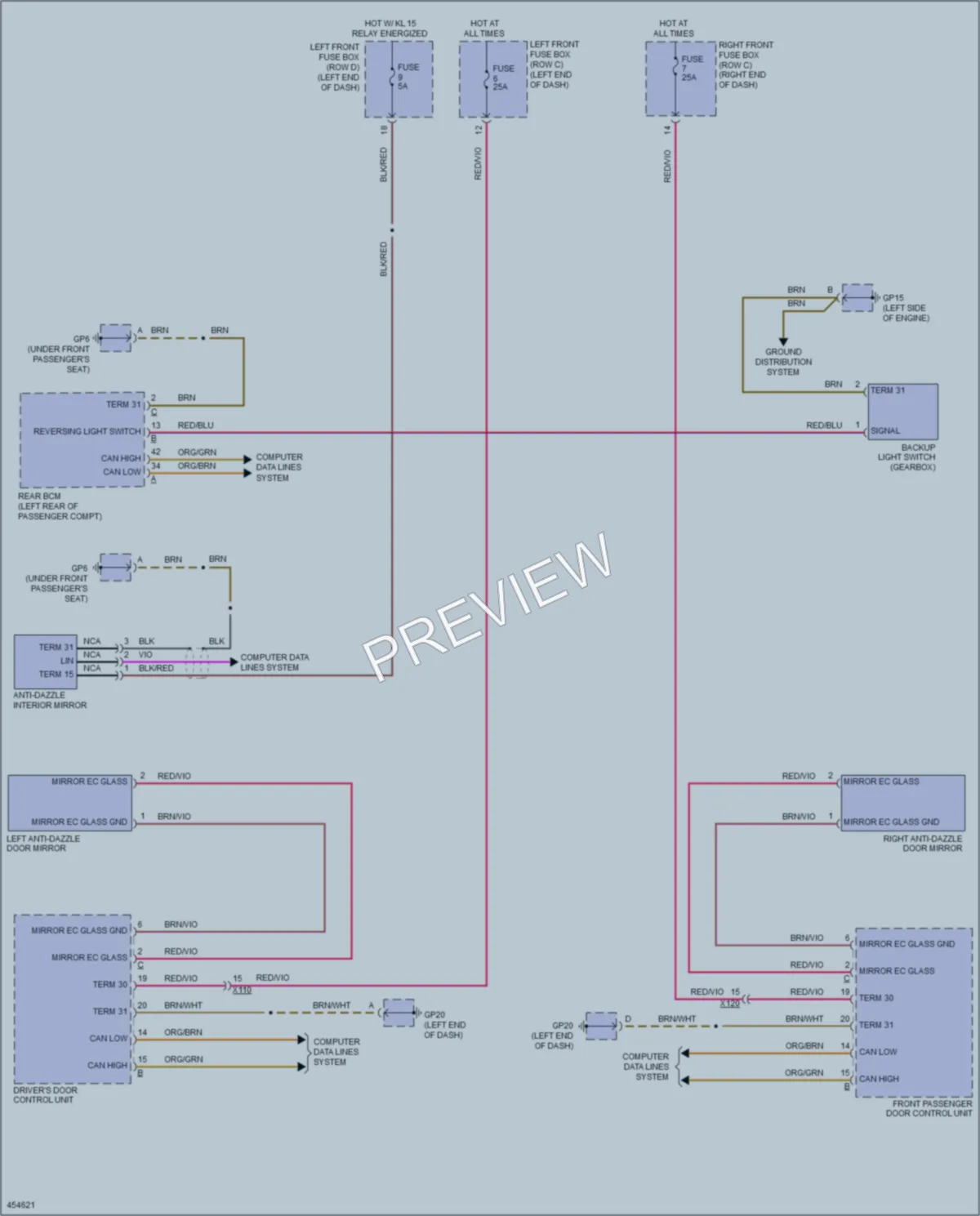 2014 Porsche 911 Power Mirrors wiring diagram preview