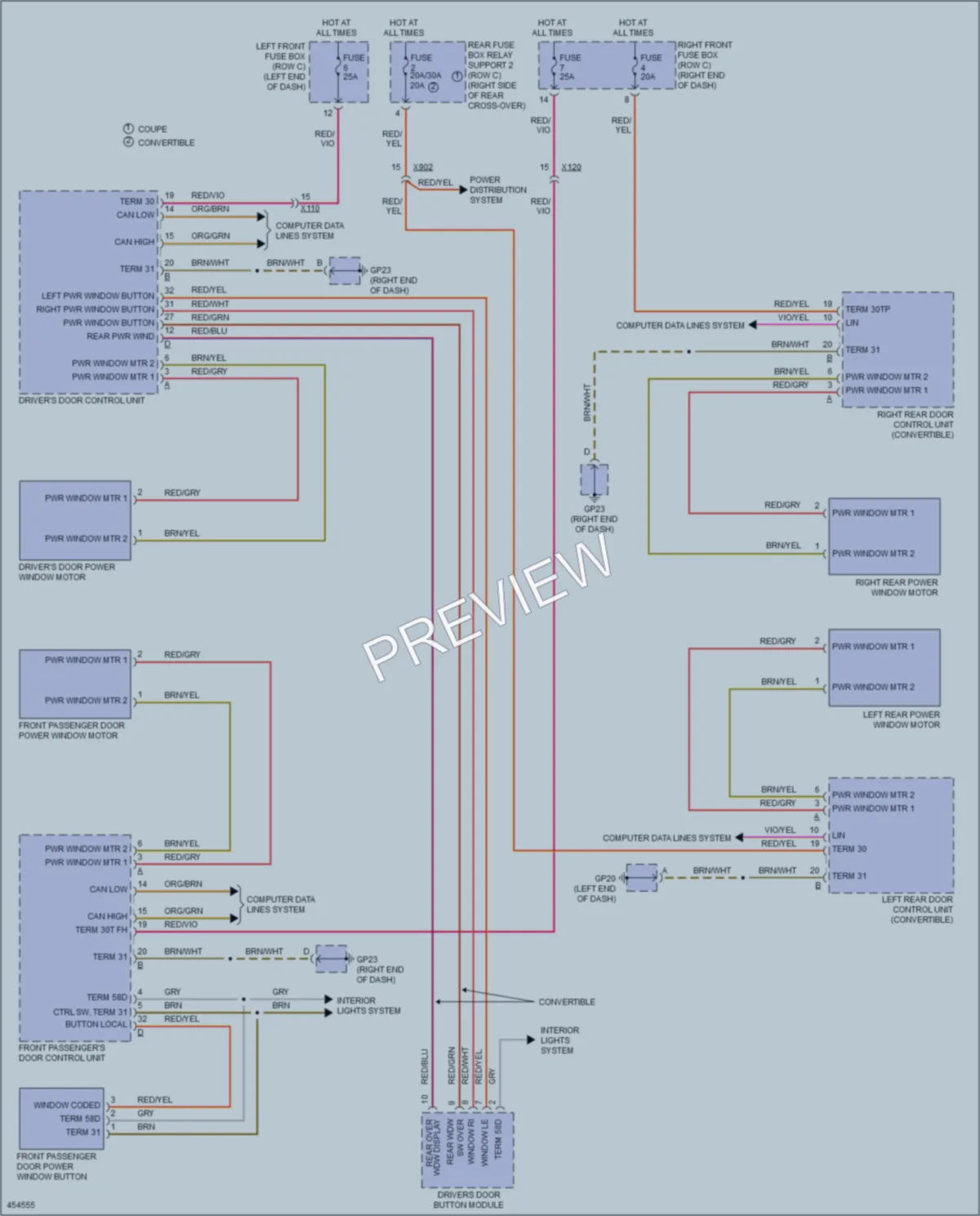 2014 Porsche 911 Power Windows wiring diagram preview