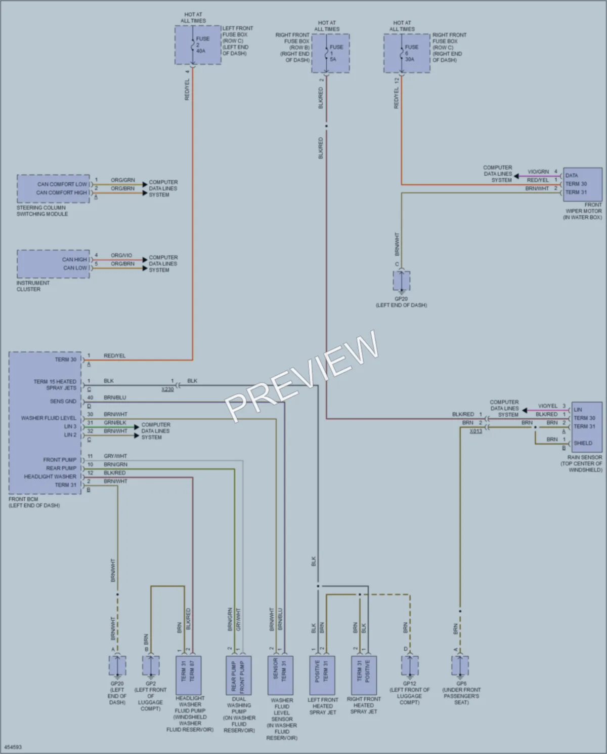 2014 Porsche 911 Wiper Washer wiring diagram preview