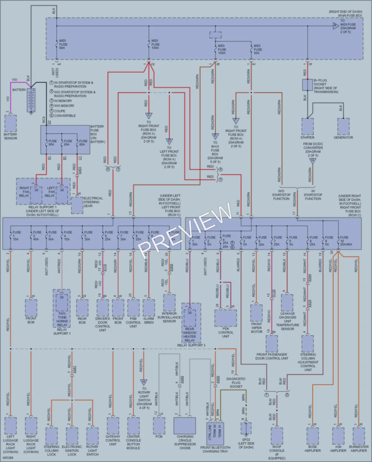 2014 Porsche Boxster Power Distribution wiring diagram preview