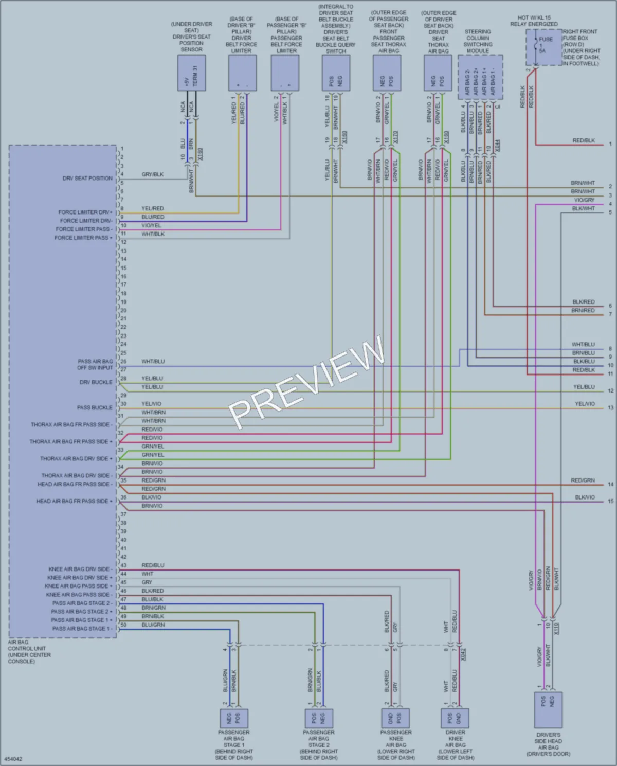 2014 Porsche Boxster Supplemental Restraints wiring diagram preview