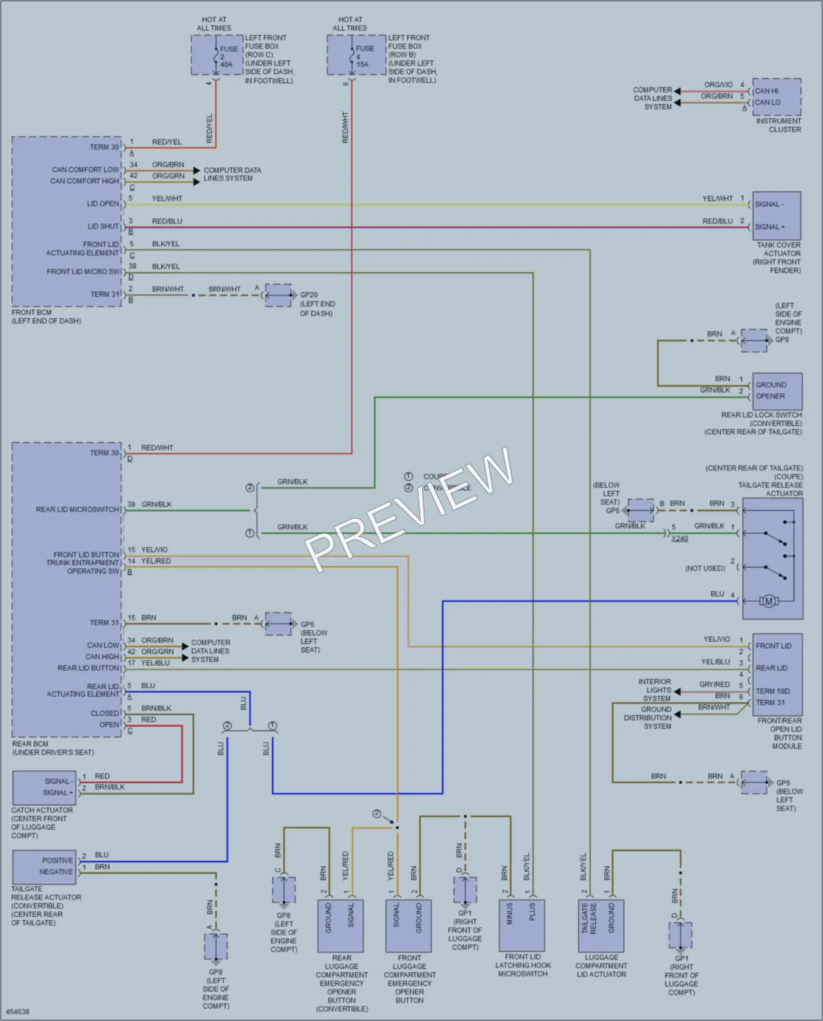 2014 Porsche Boxster Trunk Tailgate Fuel Door wiring diagram preview