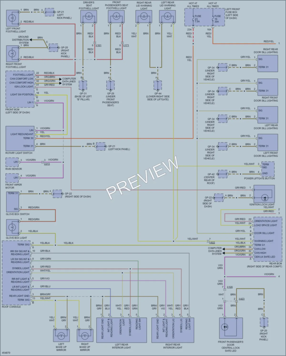 2014 Porsche Cayenne Interior Lights wiring diagram preview
