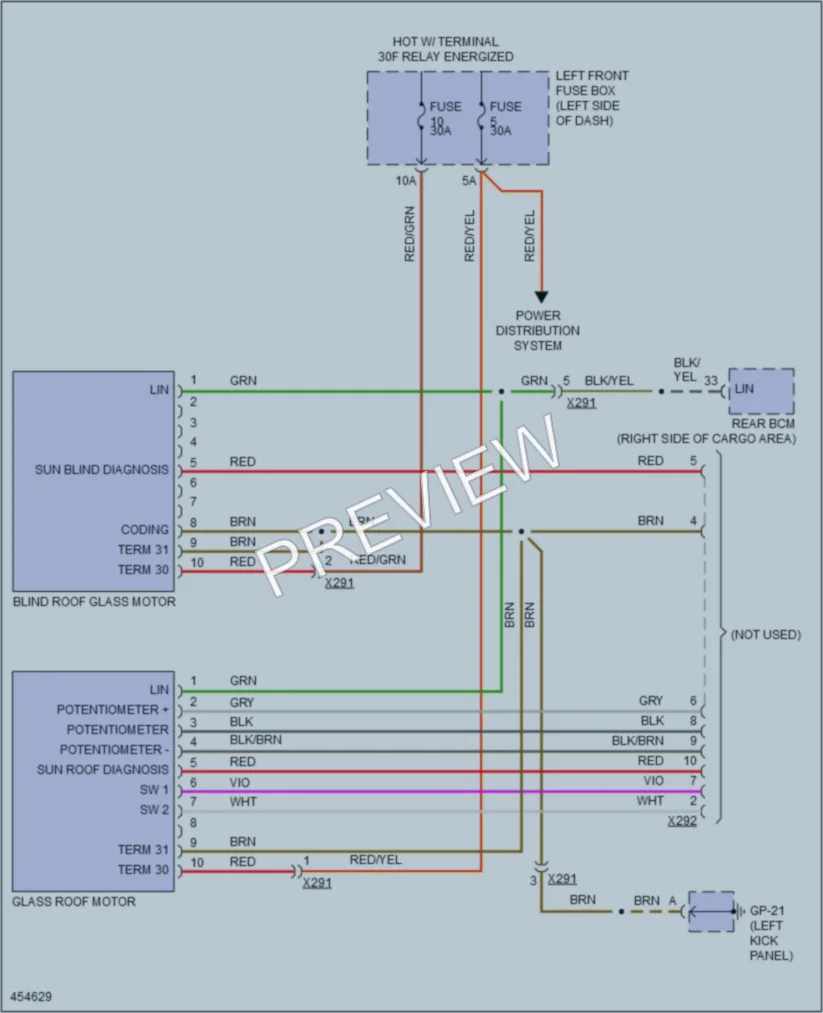 2014 Porsche Cayenne Power Top Sunroof wiring diagram preview