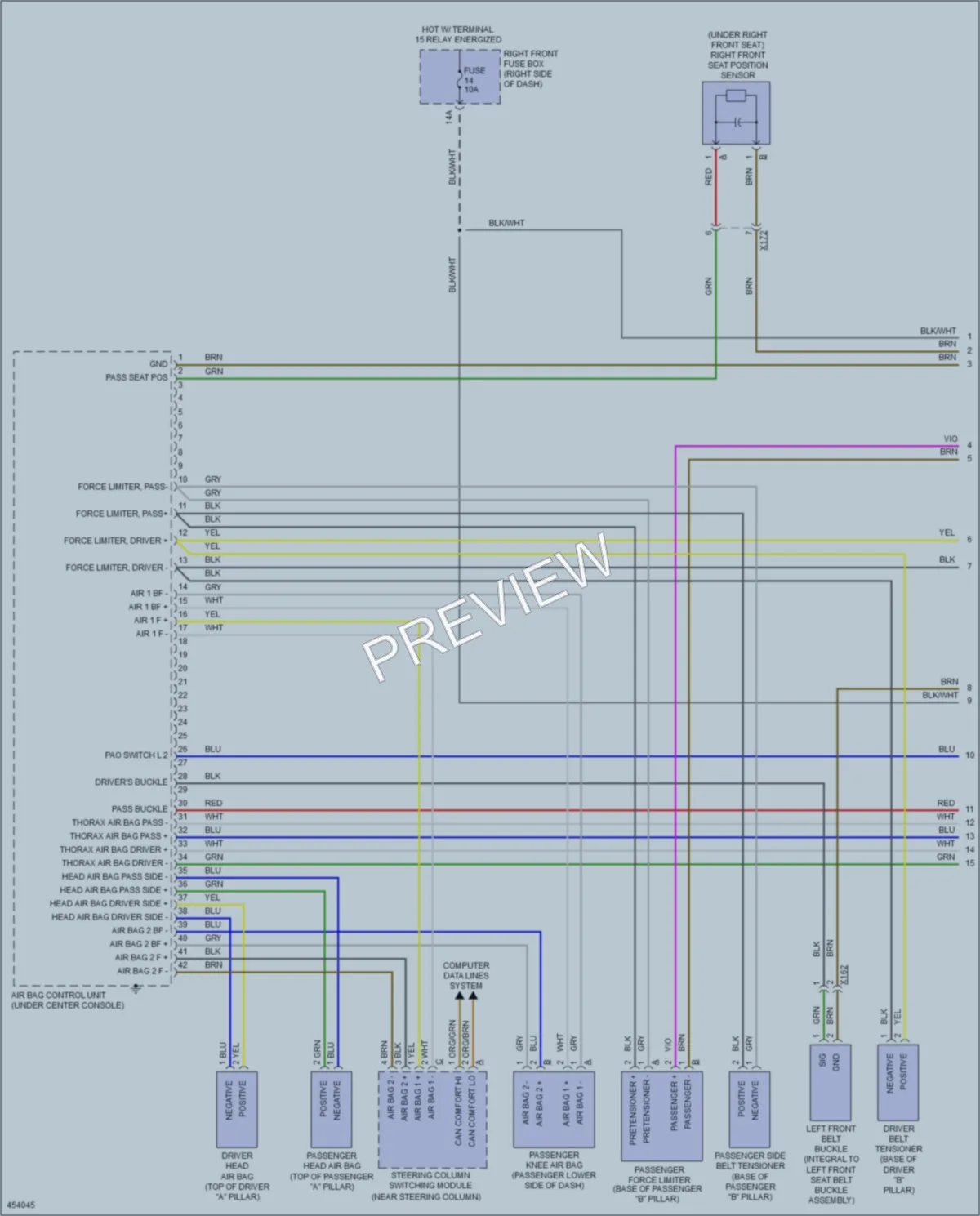 2014 Porsche Cayenne Supplemental Restraints wiring diagram preview