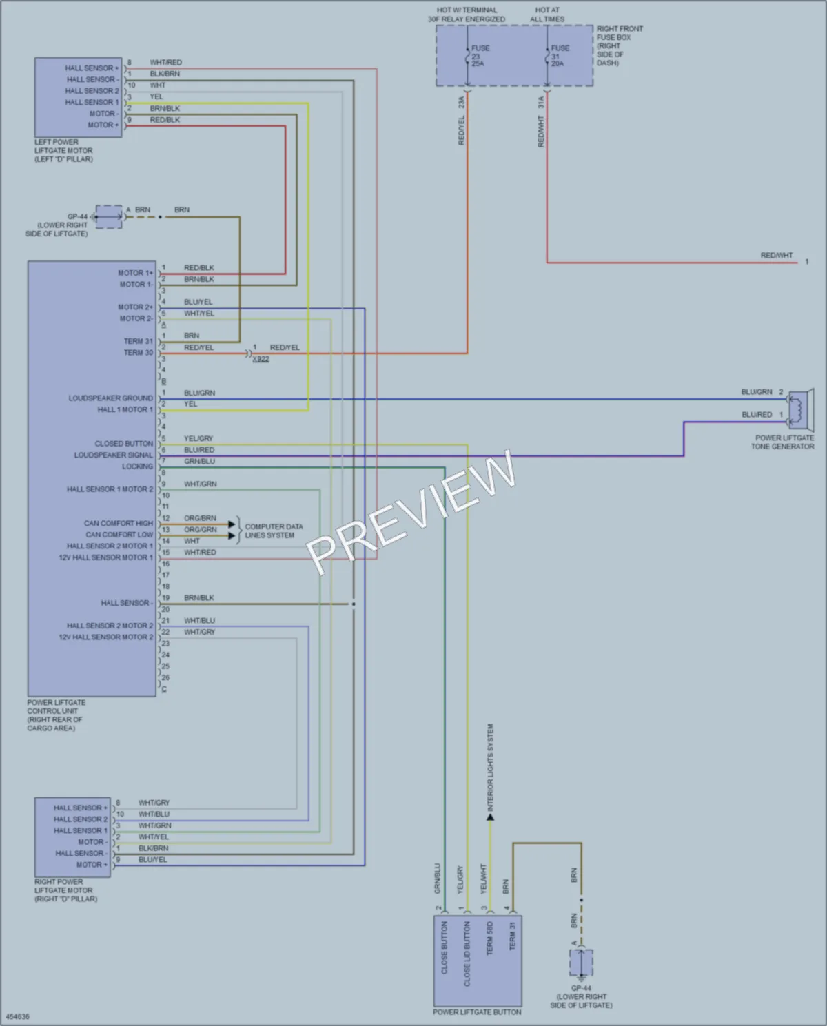 2014 Porsche CayenneHybrid Trunk Tailgate Fuel Door wiring diagram preview