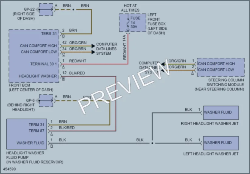 2014 Porsche CayenneHybrid Wiper Washer wiring diagram preview