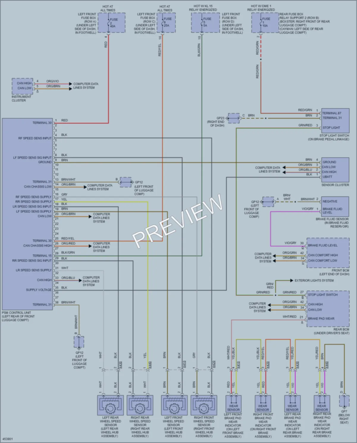 2014 Porsche Cayman Anti Lock Brakes wiring diagram preview