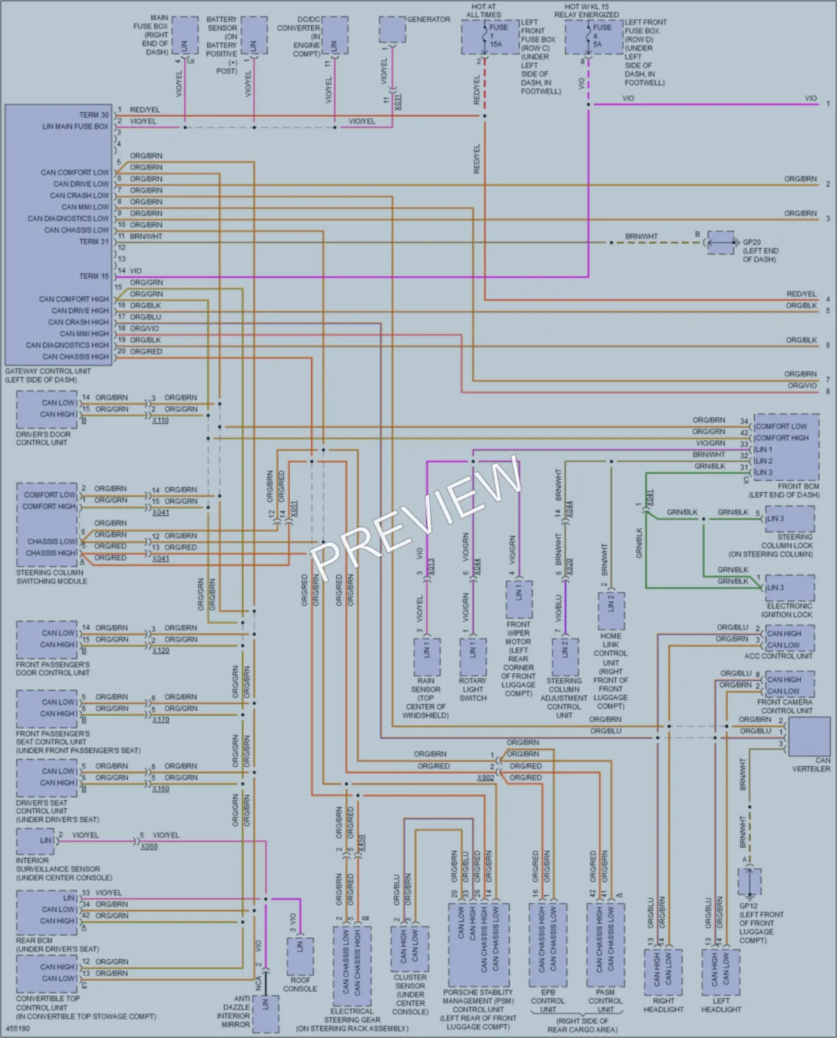 2014 Porsche Cayman Computer Data Lines wiring diagram preview