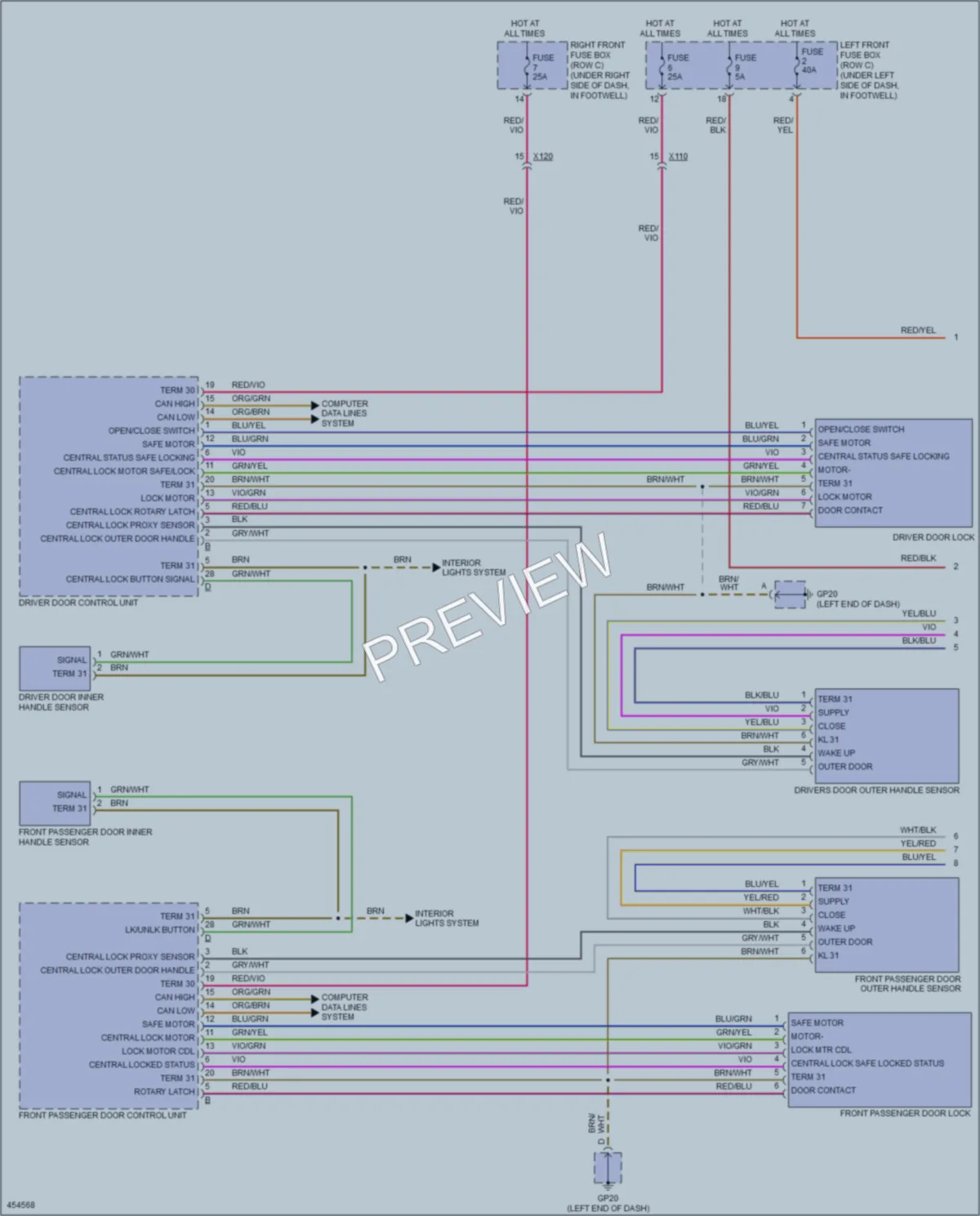 2014 Porsche Cayman Power Door Locks wiring diagram preview