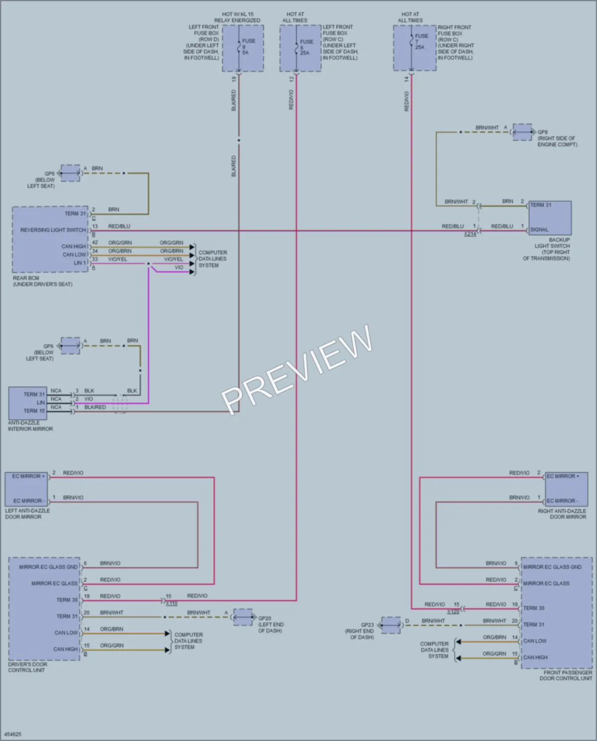 2014 Porsche Cayman Power Mirrors wiring diagram preview