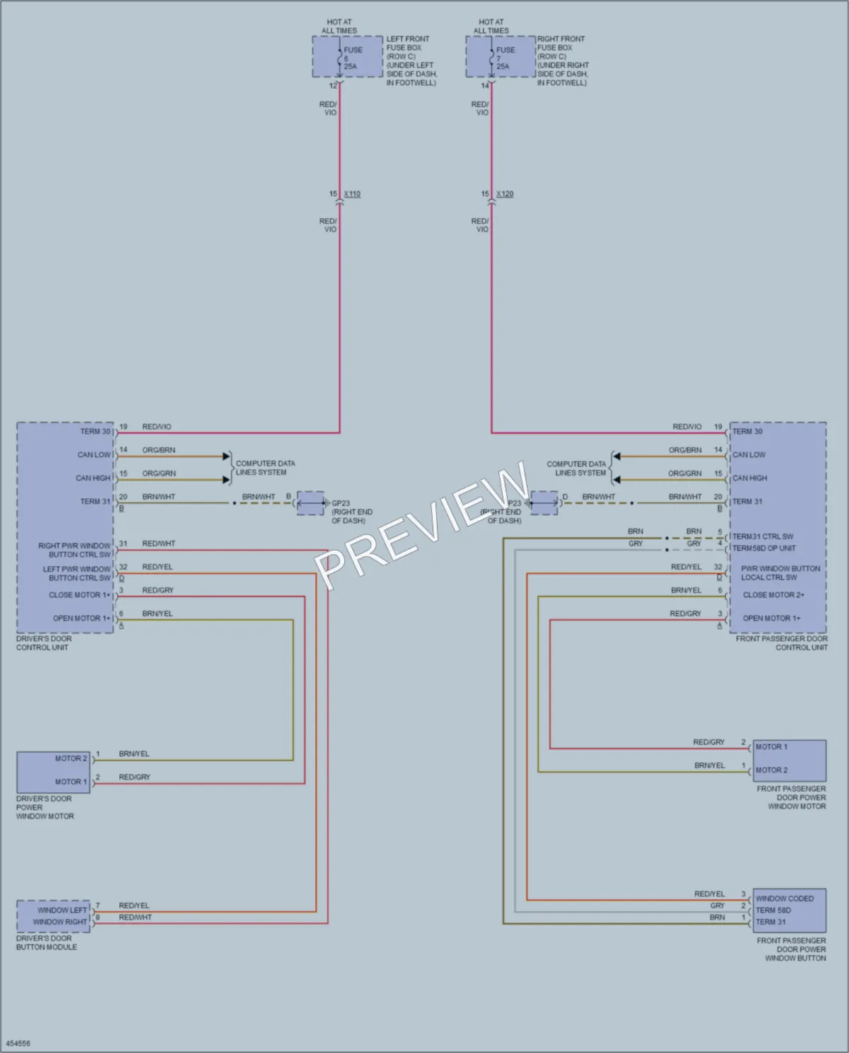 2014 Porsche Cayman Power Windows wiring diagram preview
