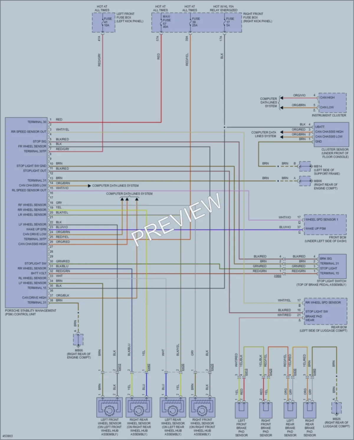 2014 Porsche Panamera Anti Lock Brakes wiring diagram preview