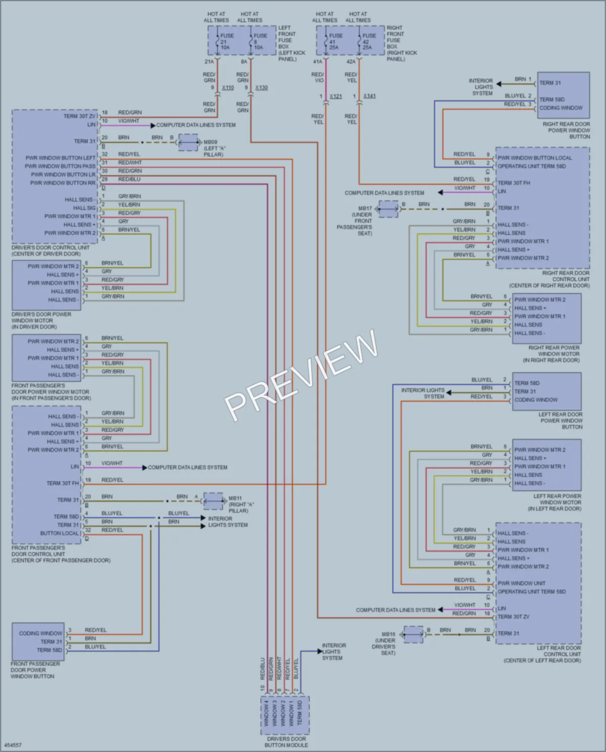 2014 Porsche Panamera Power Windows wiring diagram preview