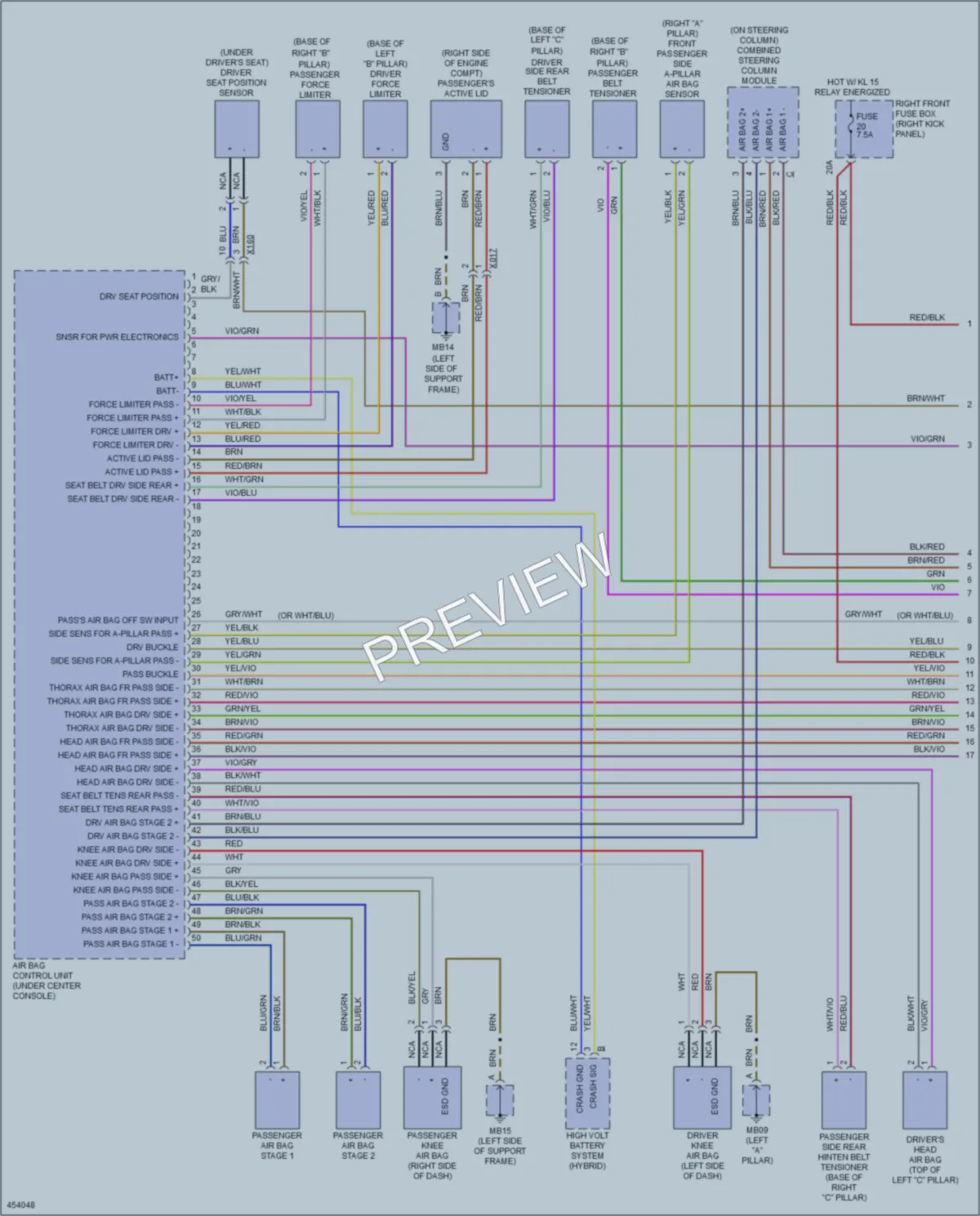 2014 Porsche Panamera Supplemental Restraints wiring diagram preview