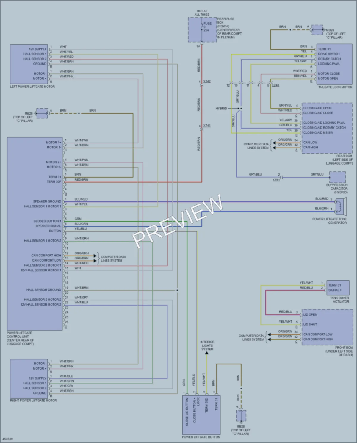 2014 Porsche Panamera Trunk Tailgate Fuel Door wiring diagram preview