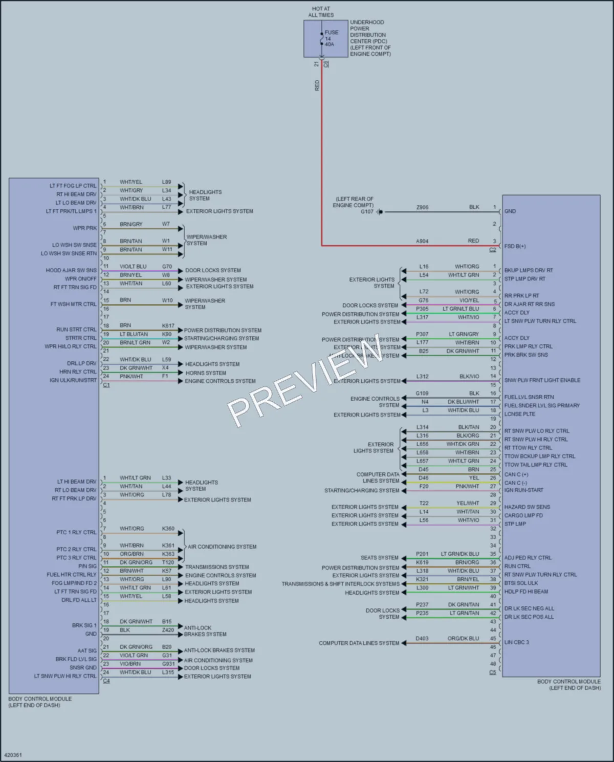 2014 Ram 1500Pickup Body Control Modules wiring diagram preview