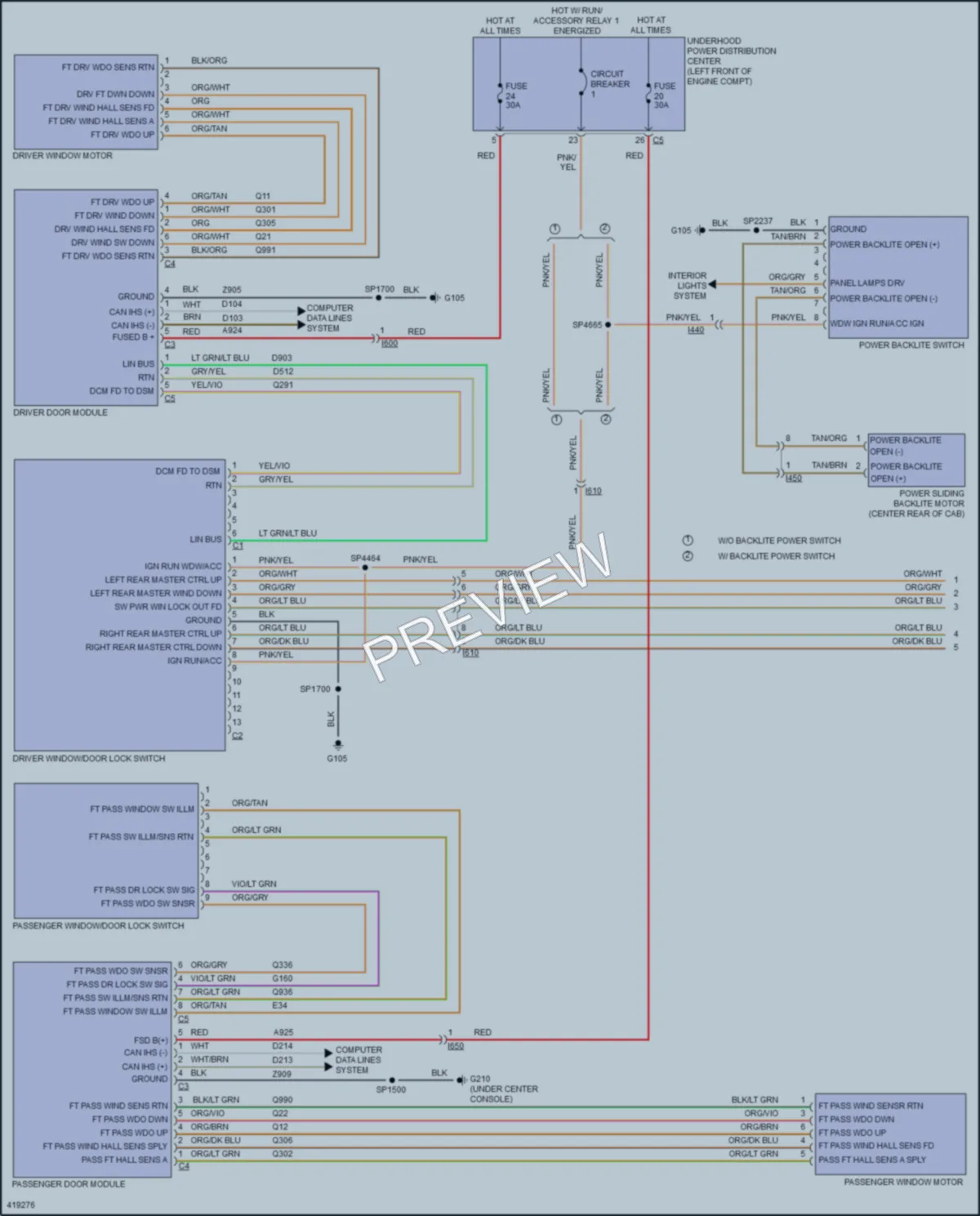 2014 Ram 1500Pickup Power Windows wiring diagram preview