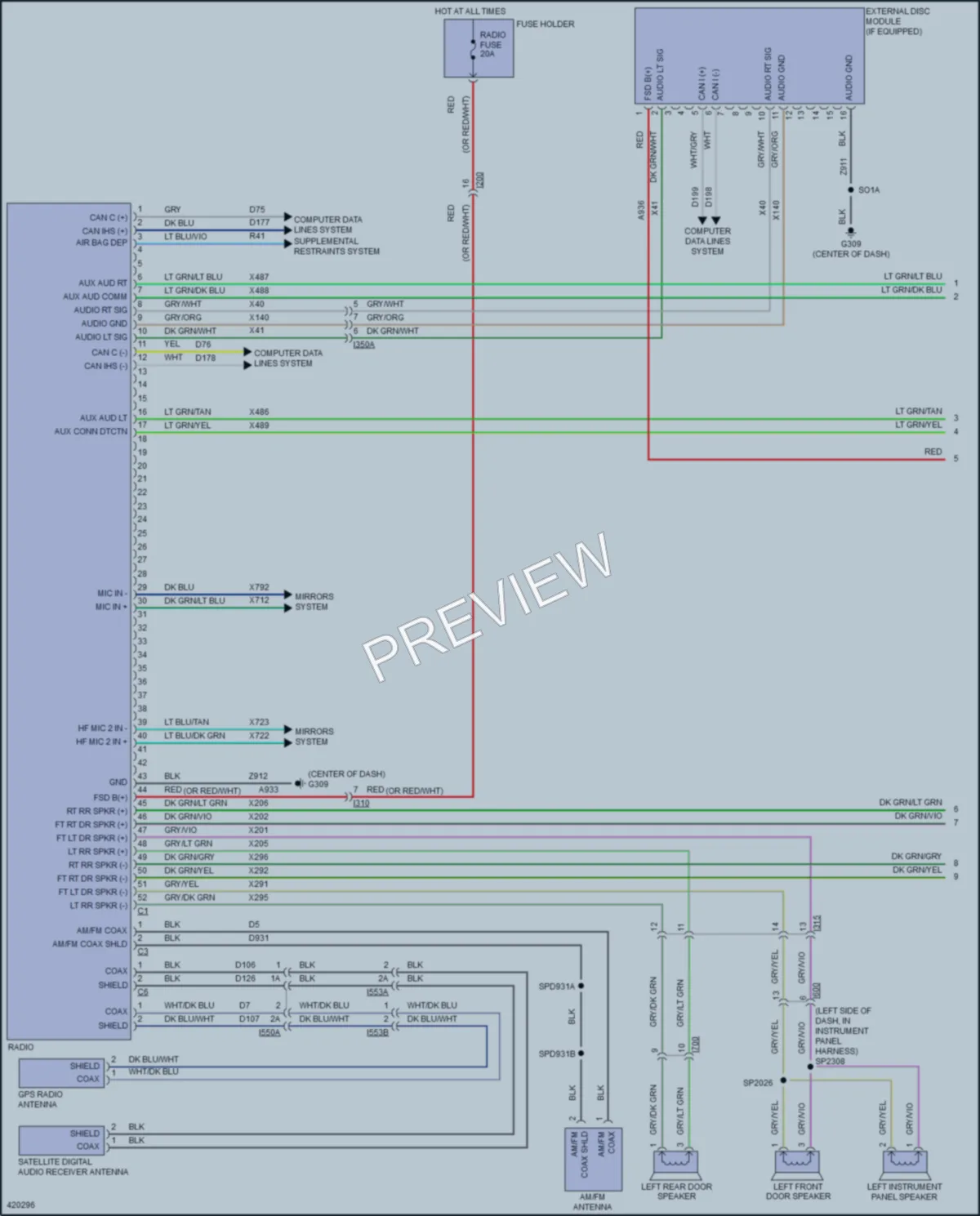 2014 Ram 1500Pickup Radio wiring diagram preview