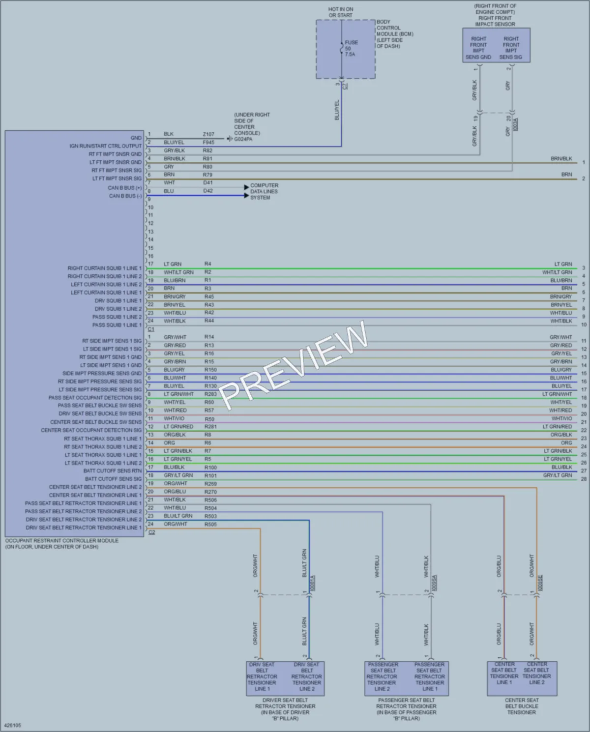 2014 Ram 1500ProMaster Supplemental Restraints wiring diagram preview