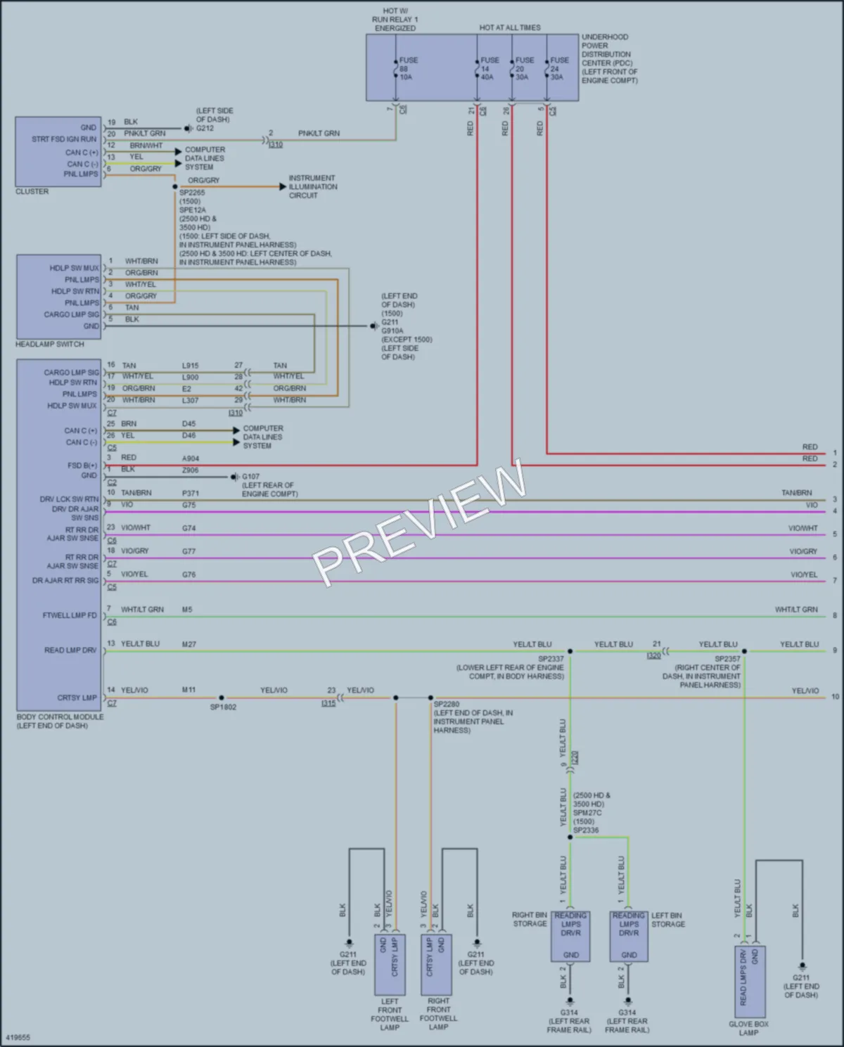2014 Ram 2500Pickup Interior Lights wiring diagram preview