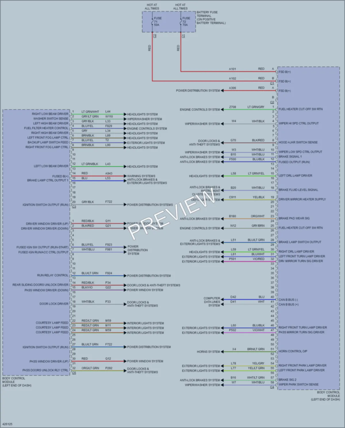 2014 Ram 2500ProMaster Body Control Modules wiring diagram preview