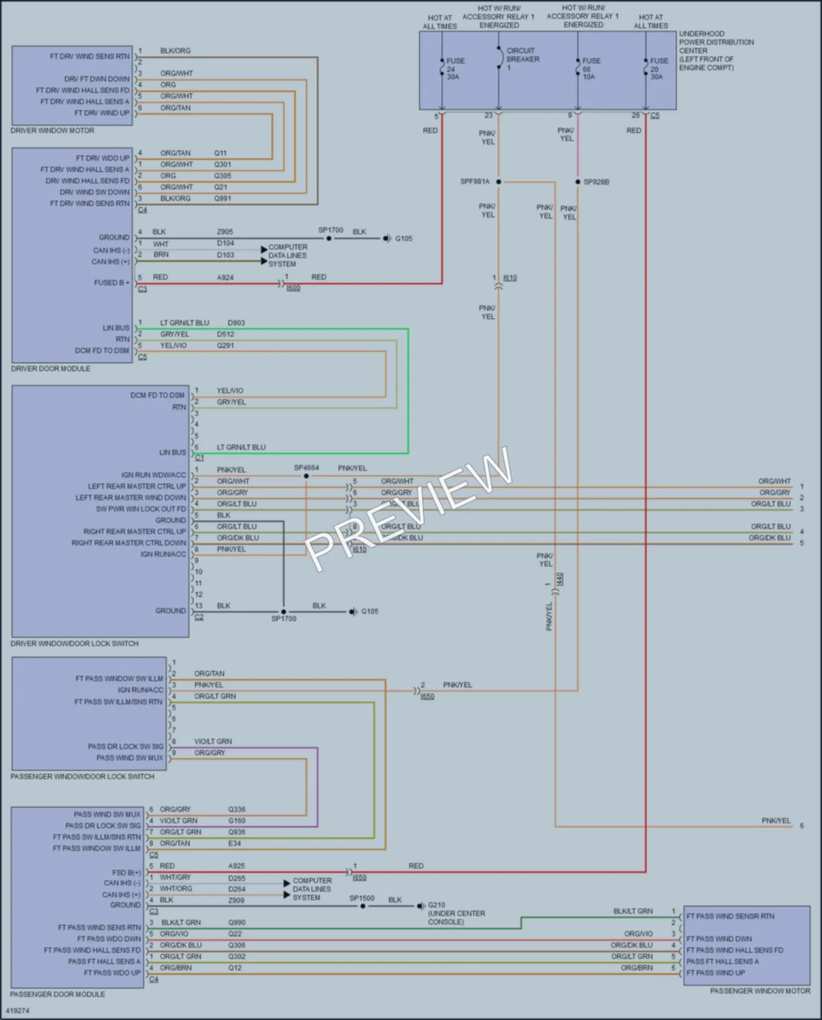 2014 Ram 3500Pickup Power Windows wiring diagram preview