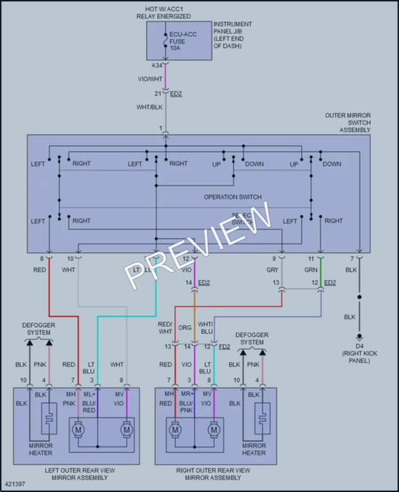2014 Scion FRS Power Mirrors wiring diagram preview