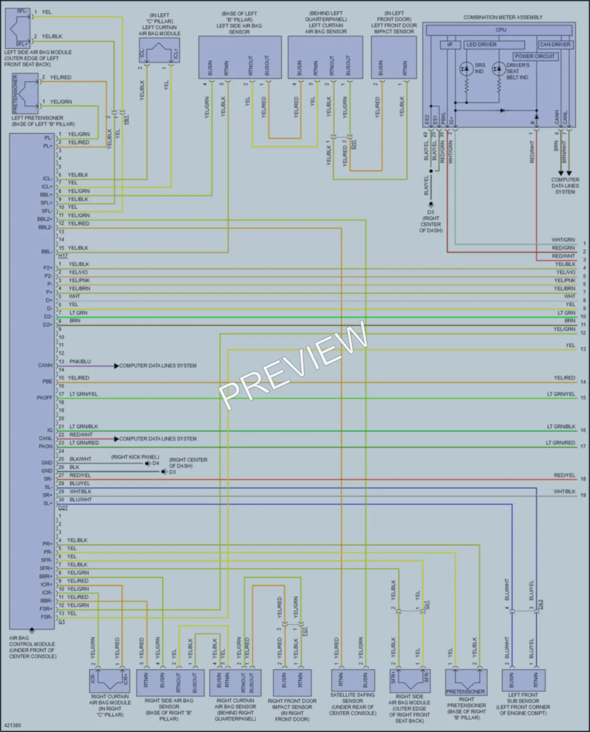 2014 Scion FRS Supplemental Restraints wiring diagram preview