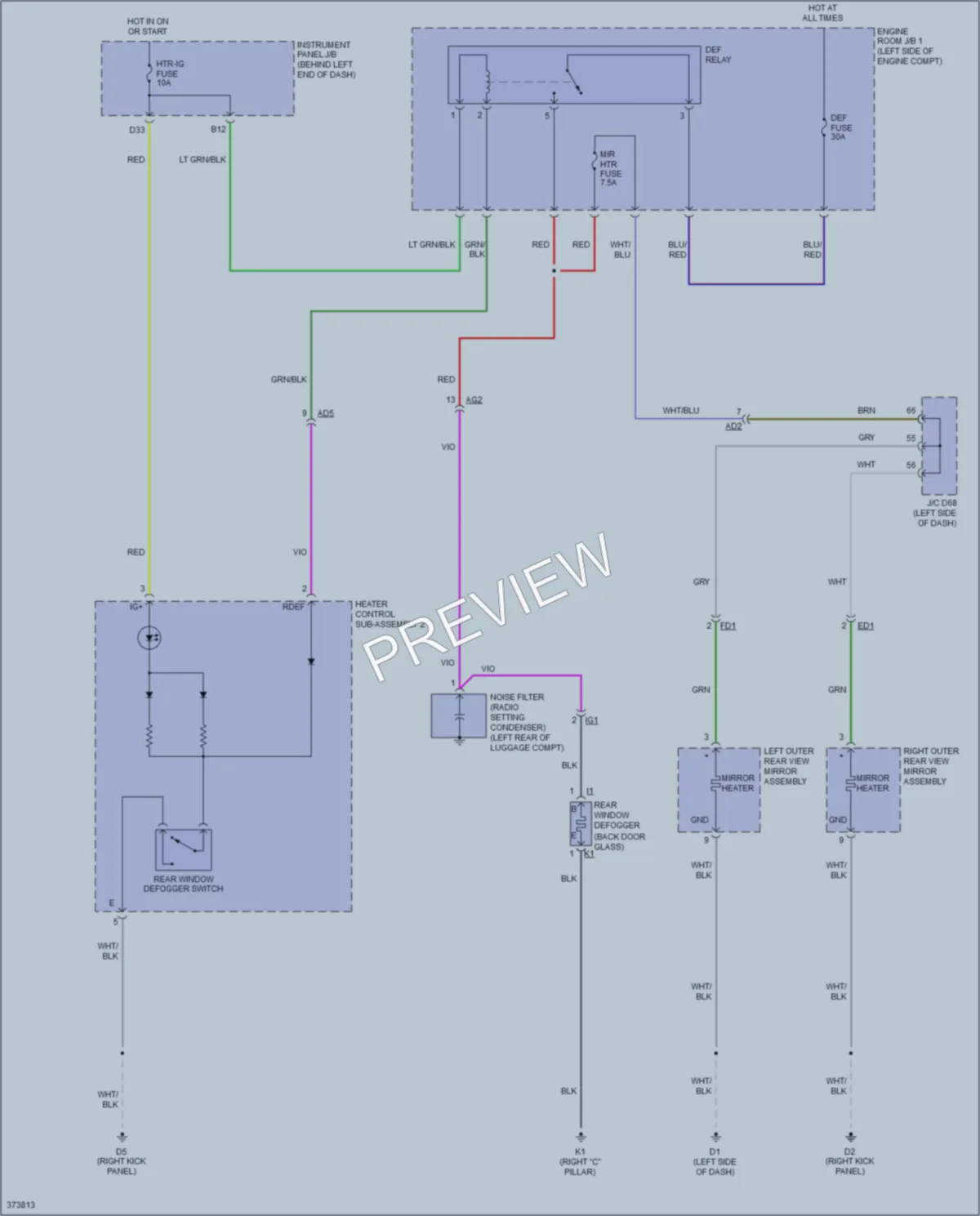 2014 Scion iQ Defoggers wiring diagram preview