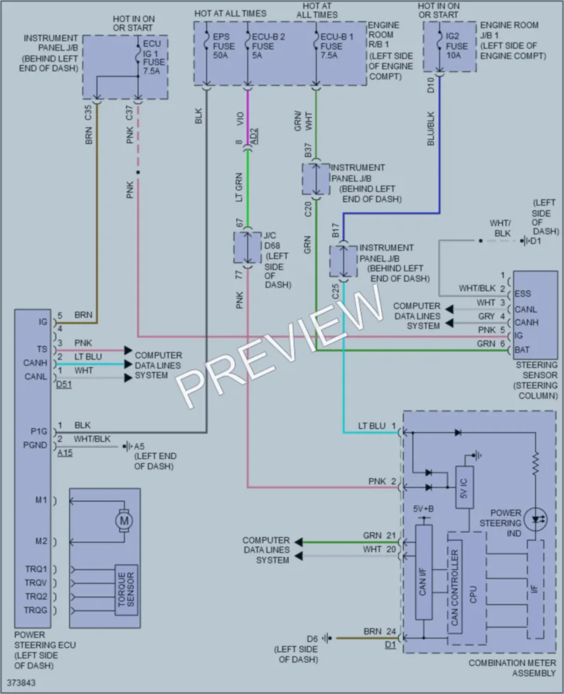 2014 Scion iQ Electronic Power Steering wiring diagram preview