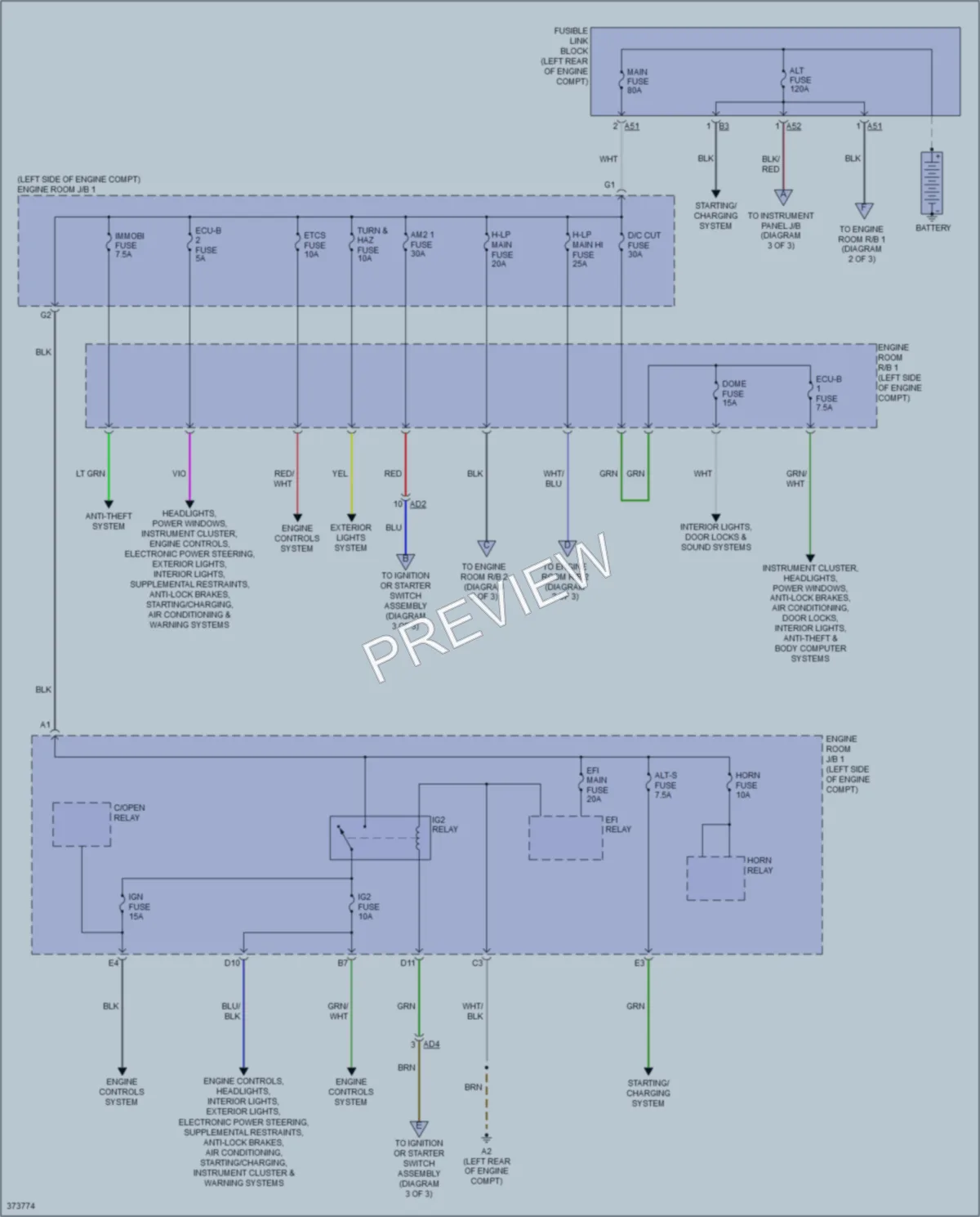 2014 Scion iQ Power Distribution wiring diagram preview